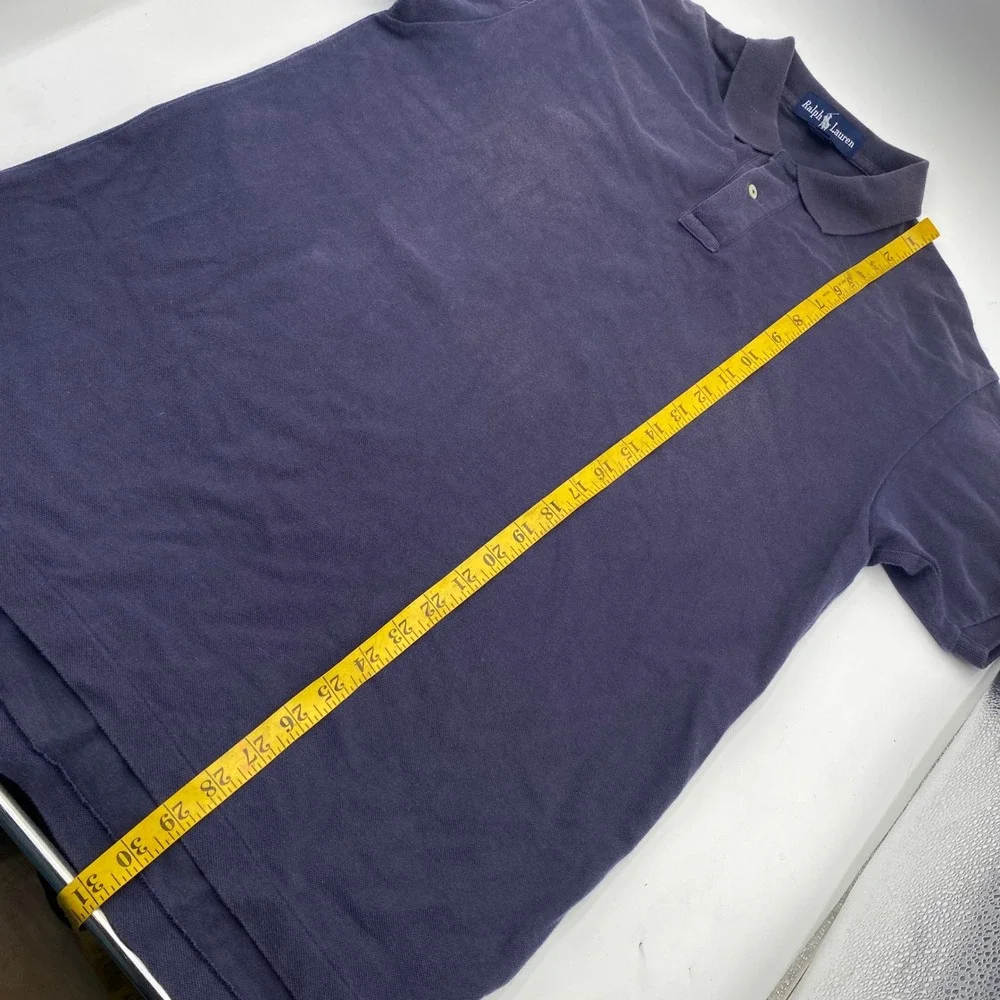 Ralph Lauren Classic Fit Polo Shirt Men Lar Navy Blue Cotton Pique Red Pony Logo